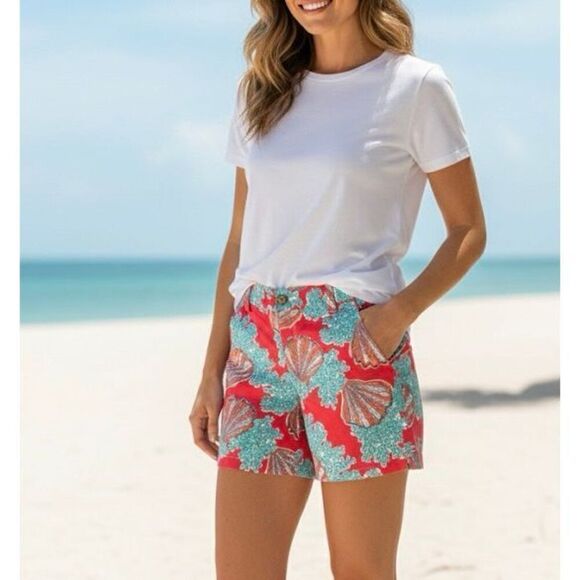 Lilly Pulitzer Pants - NEW Lilly Pulitzer Jayne Shorts size 2 Watermelon Red Blue Coral Coastal